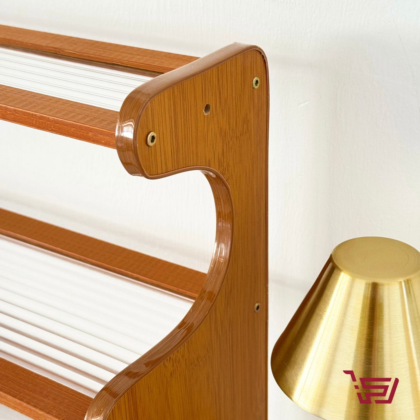 رف اكواب من خشب البامبو والاكريلك