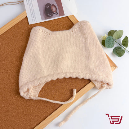 قبعة اطفال صوف بشكل القطة