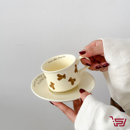 كوب سيراميك الدب مع صحن