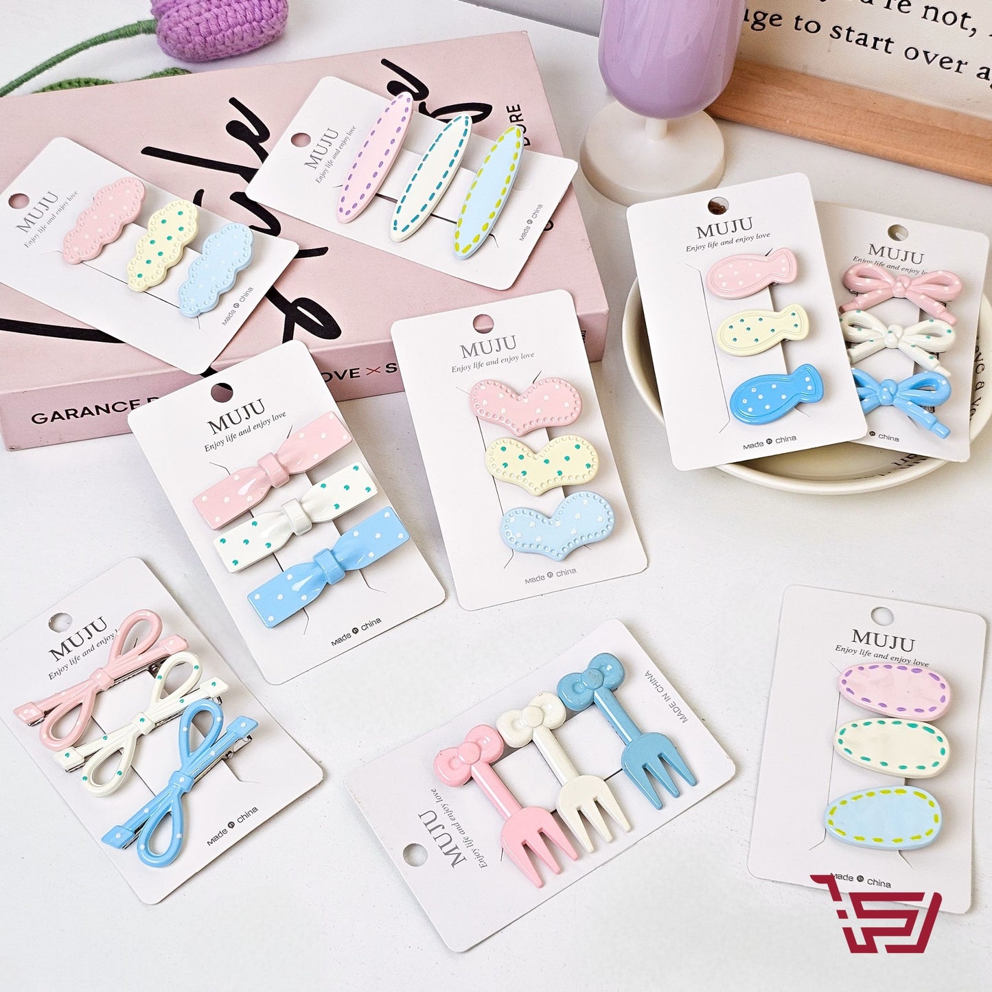 سيت قراصات شعر  بألوان باستل