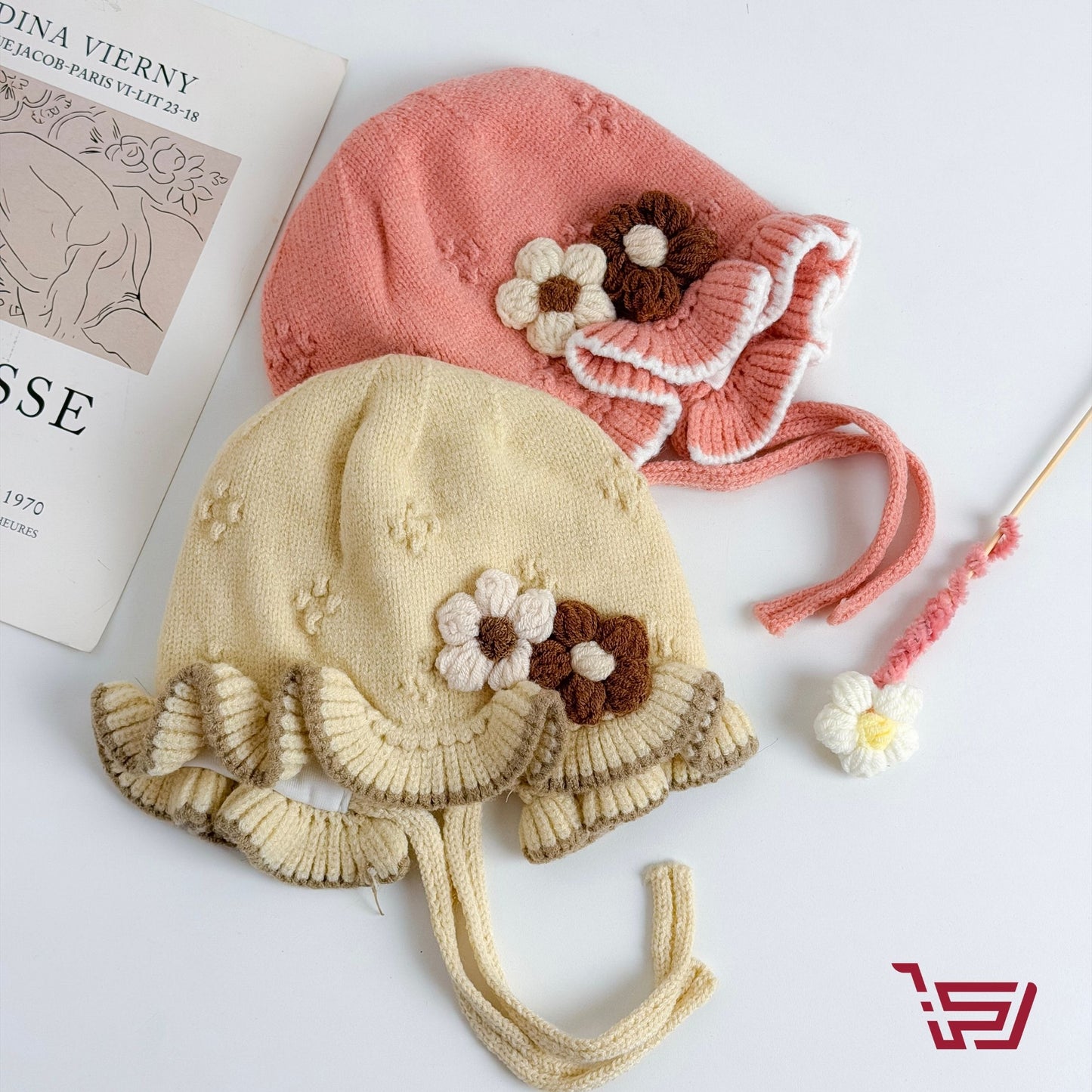 قبعة اطفال الزهور