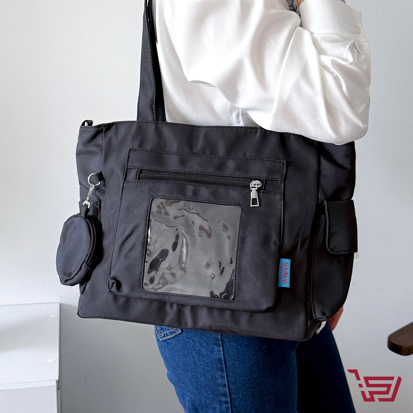 حقيبة كتف بجيوب متعددة مع محفظة