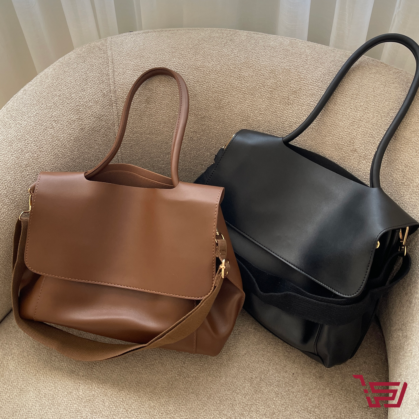 حقيبة جلد مع محفظة