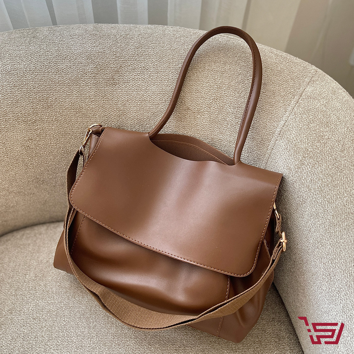 حقيبة جلد مع محفظة