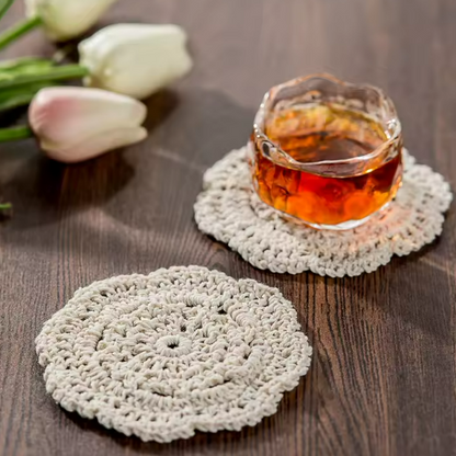 مفرش كوب حياكة بتصميم الزهور