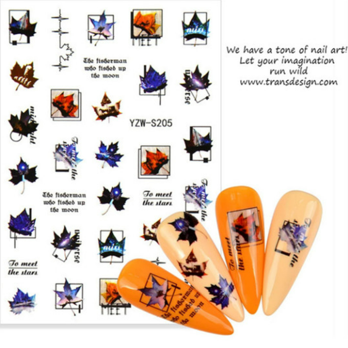 شيت ستكرات اظافر اوراق الخريف