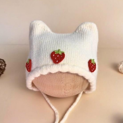 قبعة اطفال الفراولة