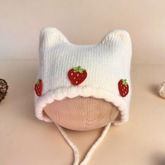 قبعة اطفال الفراولة