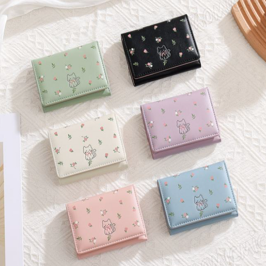 محفظة نقود جلد بطبعة القطط